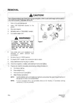 doosan-solar-225lc-v-track-excavator-shop-manual-023-00058e-procedures-101.webp Doosan Solar 225LC-V cab removal procedure steps, safety warnings, and Figure 1 diagram showing maintenance tag placement.