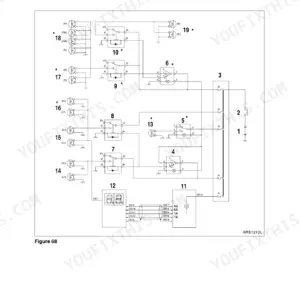 Doosan Solar 225LC-V lighting system circuit diagram showing relays, switches, fuses, and electrical connections.