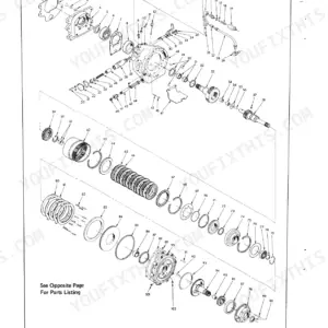 Case 85RM2 exploded view diagram of the forward and reversing transmission drive train assembly with numbered parts.