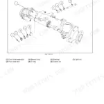 New Holland Workmaster 25S exploded view diagram of the front axle housing assembly and component localization.