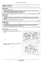 e16facc8-b-procedures-39 New Holland Workmaster 25S engine removal procedure, showing lighting harness disconnection and hood hinge bracket removal diagrams.