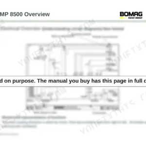 Bomag BMP 8500 electrical overview page explaining the factory symbol set: relay and potential cross-references, current paths and sheet numbering.