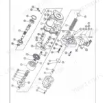 Neuson 1403, 1503, 1903, 2203 service manual exploded view diagram of the double axial and gear hydraulic pump assembly.