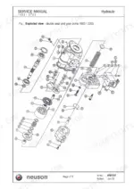 e340f813-b-exploded-view-91 Neuson 1403, 1503, 1903, 2203 service manual exploded view diagram of the double axial and gear hydraulic pump assembly.