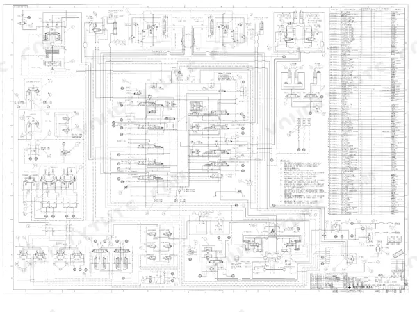 Link-belt 460LX hydraulic system schematic diagram with component parts list and pressure specifications.