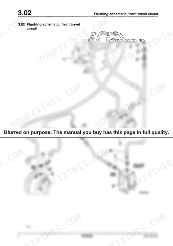 Bomag BW 100 AD-3, BW 120 AD-3, BW 100 AC-3, BW 120 AC-3 hydraulic flushing schematic for the front travel circuit.