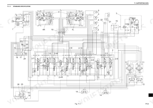 Fiat Kobelco E40.2SR, E50.2SR hydraulic system schematic diagram showing main control valve, pump, and pilot circuit connections.