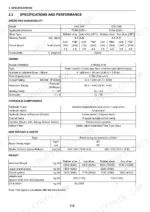fiat-kobelco-e40-2sr-e50-2sr-hydraulic-excavator-shop-manual-604-13-368-specs-28.webp Fiat Kobelco E40.2SR, E50.2SR specifications table covering engine, hydraulic components, side digging, and machine weight.