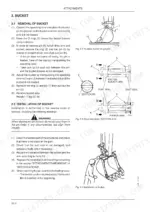 fiat-kobelco-e9sr-evolution-hydraulic-excavator-repair-manual-604-13-247-00-procedures-198.webp Fiat Kobelco E9SR EVOLUTION bucket removal and installation procedure with diagrams of pins, dust seals, and bucket assembly.