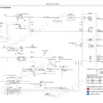 Fiat Kobelco E9SR EVOLUTION electrical system wiring diagram showing battery, starter motor, fuse box, and wire color table.