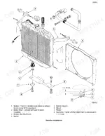 fiat-kobelco-sl30b-skid-steer-loader-service-manual-604-13-057-01-exploded-view-37.webp Fiat Kobelco SL30B exploded view diagram of radiator installation, including shroud, rubber mounts, and mounting brackets.