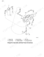 fiat-kobelco-sl30b-skid-steer-loader-service-manual-604-13-057-01-hydraulic-112.webp Fiat Kobelco SL30B hydraulic hose routing illustration for charge oil, case drain, and gear pump connections with hydraulic filter and tandem piston pumps.