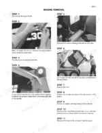 fiat-kobelco-sl30b-skid-steer-loader-service-manual-604-13-057-01-procedures-35.webp Fiat Kobelco SL30B engine removal procedure steps 1-11, including operator compartment tilting and radiator removal instructions.