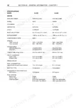 fiat-kobelco-sl35b-sl40b-compact-loader-workshop-manual-604-06-899-01-specs-50.webp Fiat Kobelco SL35B, SL40B engine specifications table including bore, stroke, displacement, and valve clearance data.