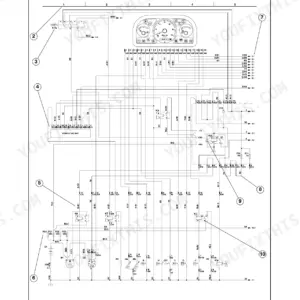 Fiat Kobelco T13, T14, T17 electrical wiring diagram for starting, recharge, and warning lamps/indicators system.