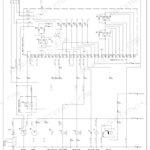 Fiat Kobelco W80 engine wiring diagram showing ignition switch, relays, fuses, starter, and electrical components.