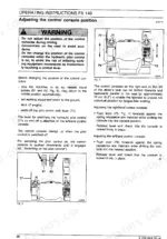 fiatallis-fx140-fx140lc-crawler-excavator-manual-set-operation-and-maintenance-40-1.webp FiatAllis FX140, FX140LC operating instructions for adjusting the control console position with diagrams of levers 72, 75, and 77.