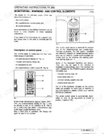 FiatAllis FX200, FX200LC operating instructions for control panel, display, and warning lamp elements.
