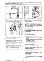 FiatAllis FX200, FX200LC grab attachment installation and detachment procedures with hydraulic hose connection diagrams.