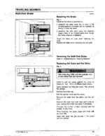 FiatAllis FX200, FX200LC traveling gearbox multi-disk brake repair, seal and disk replacement procedures with component diagrams.
