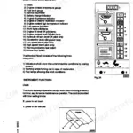 FiatAllis FX250 electronic data monitor panel diagram, clock settings, and instrument function operating instructions.
