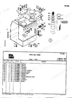 fiatallis-fx480-fx480lc-crawler-excavator-manual-set-parts-catalogue-244.webp FiatAllis FX480, FX480LC hydraulic oil tank exploded view diagram and parts list with component descriptions.