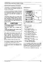 fiatallis-fx600-fx600lc-crawler-excavator-manual-set-operation-and-maintenance-53.webp FiatAllis FX600, FX600LC control panel operating instructions, membrane keyboard layout, and fan function control states diagram.