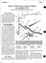 ford-501-to-4000-tractor-shop-manual-procedures-6.webp Ford 501, 600, 601, 700, 701, 800, 801, 900, 901, 1801, 2000, 4000 exploded view of front axle, steering, and pivot pin assembly.