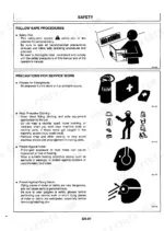 Hitachi EX200-3 excavator manual, safety chapter of the Technical Manual: precautions to take before testing and while working around a running machine.