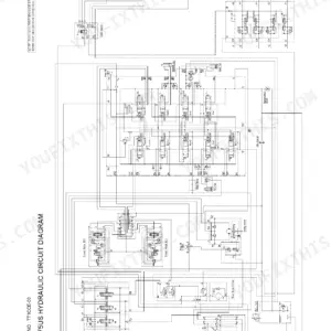 Hitachi Zaxis 75US hydraulic circuit diagram with three pumps, both control valve sections and travel motors