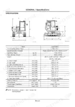 hitachi-zaxis-75us-repair-manual-excavator-specifications-848.webp Hitachi Zaxis 75US specification table with operating weight and machine dimensions