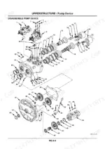 hitachi-zaxis-to-210w-hydraulic-excavator-workshop-manual-exploded-view-84.webp Hitachi ZAXIS 160W, ZAXIS 210W exploded view diagram for pump device disassembly showing internal components, gears, and housing.