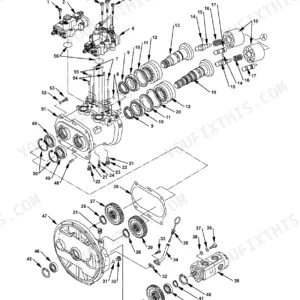 Hitachi ZAXIS 160W, ZAXIS 210W exploded view diagram for pump device disassembly showing internal components, gears, and housing.