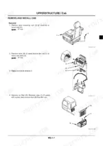 hitachi-zaxis-to-210w-hydraulic-excavator-workshop-manual-procedures-63.webp Hitachi ZAXIS 160W, ZAXIS 210W cab removal procedure showing seat, rear deck, and air filter duct exploded view diagrams.