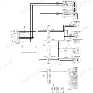 Hyundai HL780-7A illumination circuit wiring diagram showing fuse box, head lamps, and hazard switch connections.
