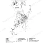 Hyundai HSL810 electrical system diagram showing battery, starter, relay board, fuel sender, and engine sensors with component list.