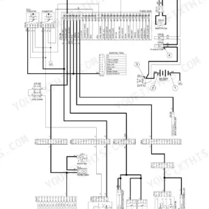 Hyundai R110-7A, R110D-7A power circuit wiring diagram showing battery, fuse box, relays, and controller connections.