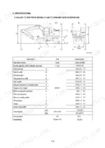 hyundai-r140w-7a-wheel-excavator-shop-manual-specs-22.webp Hyundai R140W-7A excavator specifications table and dimensional diagram for boom, arm, and dozer blade configuration.