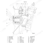 Hyundai R180LC-3 main pump exploded view diagram showing rotary groups, gear pump, regulator, and numbered component parts list.