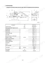 Hyundai R200W-7 excavator specifications table and dimensional diagram for one-piece boom, arm, outrigger, and dozer blade.