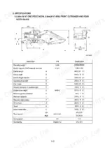 Hyundai R200W-7A specifications table and dimension diagram for boom, arm, outrigger, and dozer blade configuration.