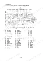 hyundai-r210-3-r210lc-3-crawler-excavator-shop-manual-exploded-view-40.webp Hyundai R210-3, R210LC-3 main pump exploded view diagram with numbered parts list for piston pumps and valve block.