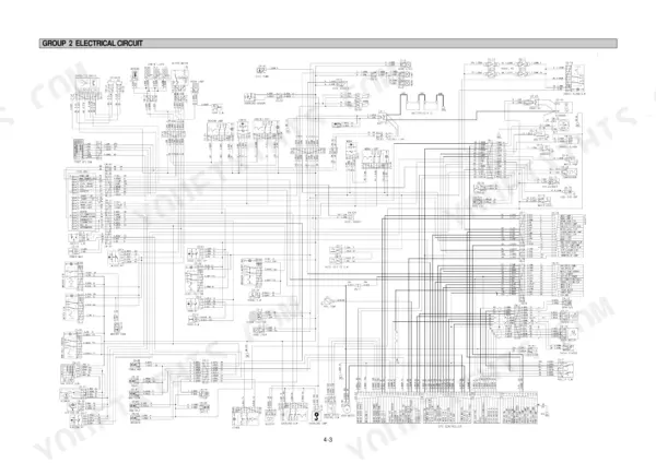 Hyundai R210-3, R210LC-3 electrical circuit wiring diagram showing fuse box, battery, and CPU controller connections.