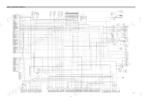 Hyundai R235LCR-9 electrical circuit wiring diagram showing harness connections, fuse box, and MCU pinouts for Group 2.