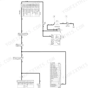 Hyundai R35Z-7A power circuit wiring diagram showing fuse box, master switch, start switch, cluster, and radio connections.