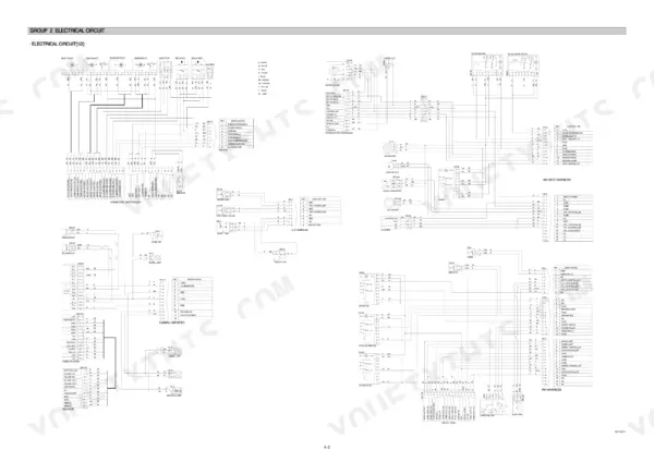 Hyundai R500LC-7 electrical circuit wiring diagram showing cabin, LH, and RH harness connections and component pinouts.