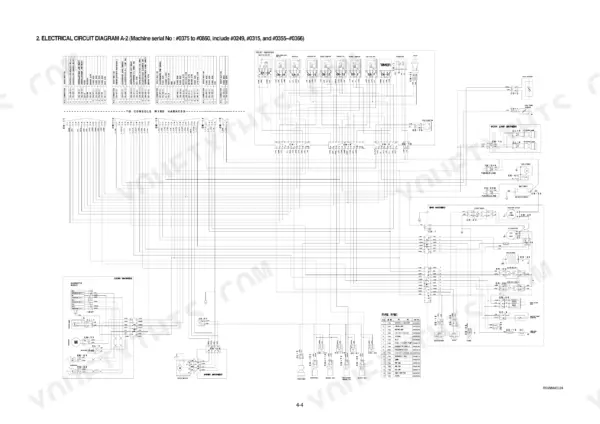 Hyundai R55-3, ROBEX 55-3 electrical circuit diagram A-2 showing relay harness, fuse specs, and engine harness wiring.