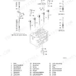 Hyundai R80-7, ROBEX 80-7 exploded view of control valve structure, lock valve components, and spool assemblies with parts list.