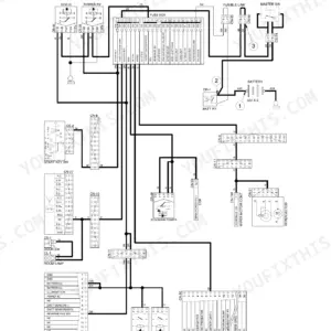 Hyundai R80-7A power circuit wiring diagram showing fuse box, battery, start key switch, and MCU controller connections.