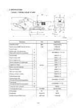 hyundai-r800lc-7a-crawler-excavator-service-manual-specs-21.webp Hyundai R800LC-7A excavator specifications table with dimensional diagram for 7.20m boom and 2.95m arm configuration.
